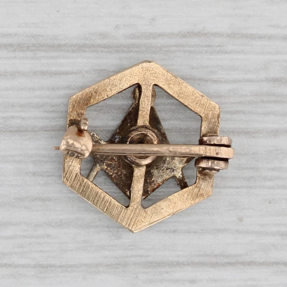 Antique 1920s Masonic Pin - 10k & 18k Gold Blue Lodge Square & Compass Lapel Pin - Perfect for Collectors, Freemason Gifts & Vintage Jewelry Enthusiasts