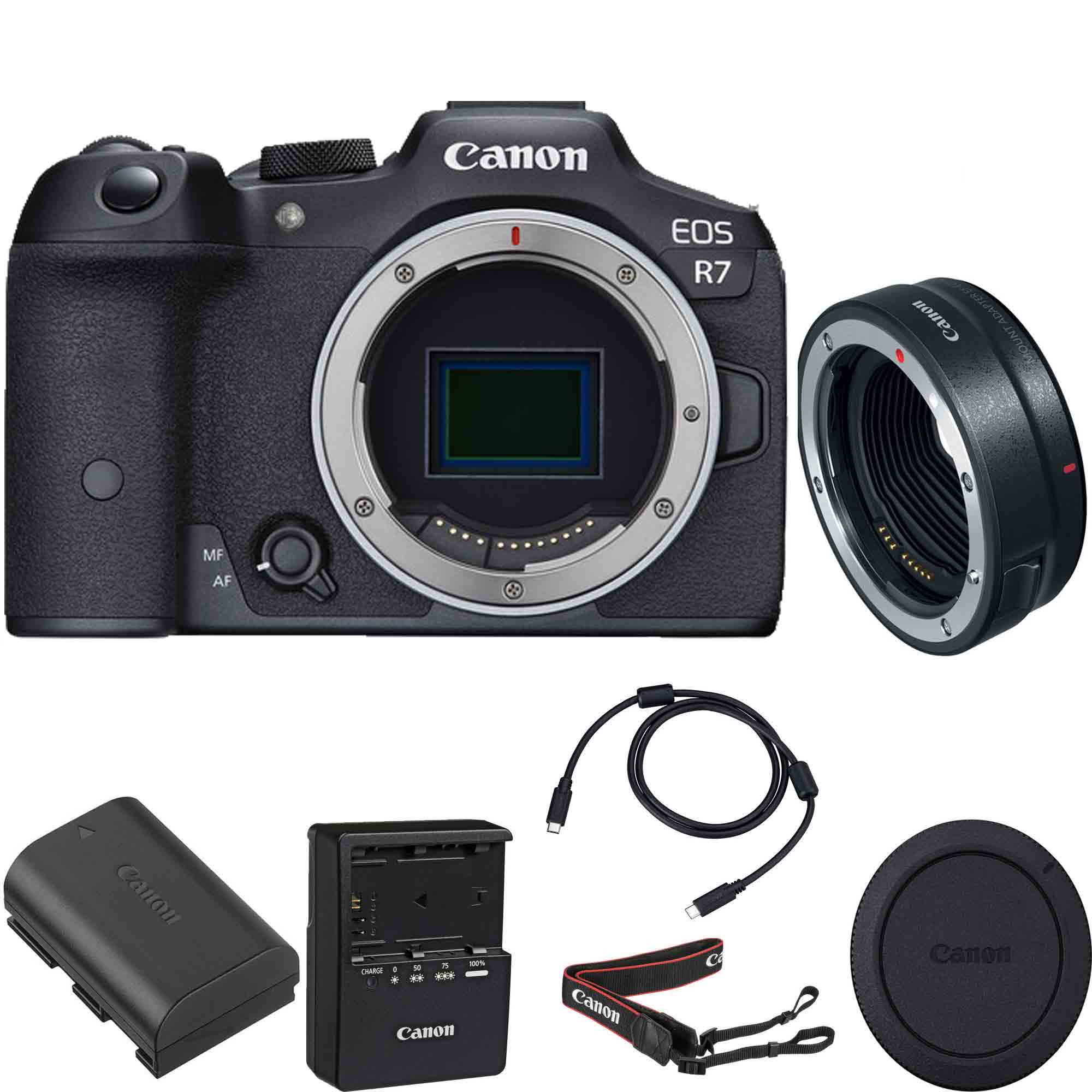 Canon EOS R7 Mirrorless Digital Camera Body with EF-EOS R Mount Adapter - Professional Photography, Vlogging & Travel Shooting