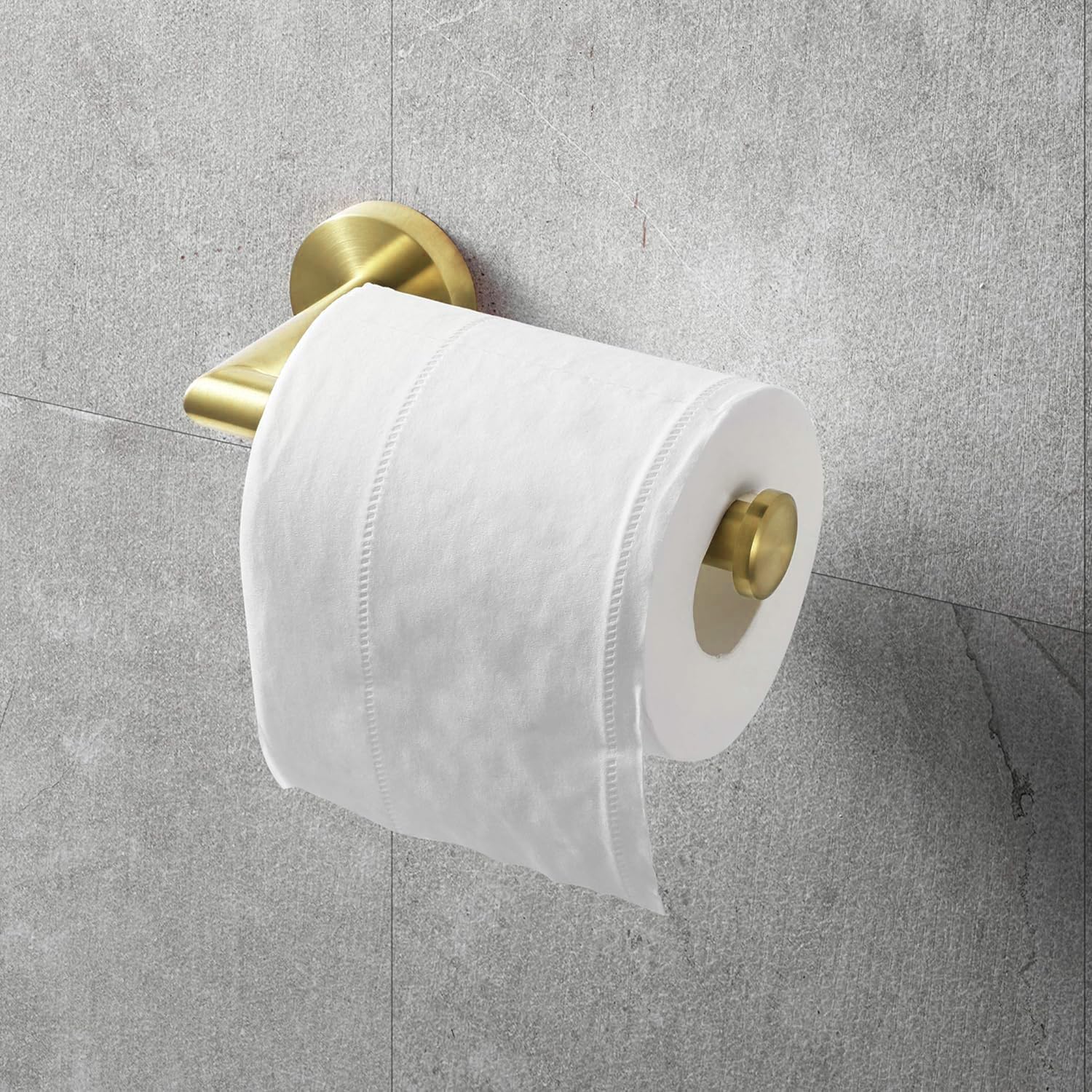 HITSLAM Brushed Gold Toilet Paper Holder - Wall Mount SUS 304 Stainless Steel Bathroom Tissue Roll Holder - Waterproof & Rotate-Proof - Elegant Brushed Brass Finish for Modern Bathroom Decor (Ideal for Home, Hotel & Office Restrooms)