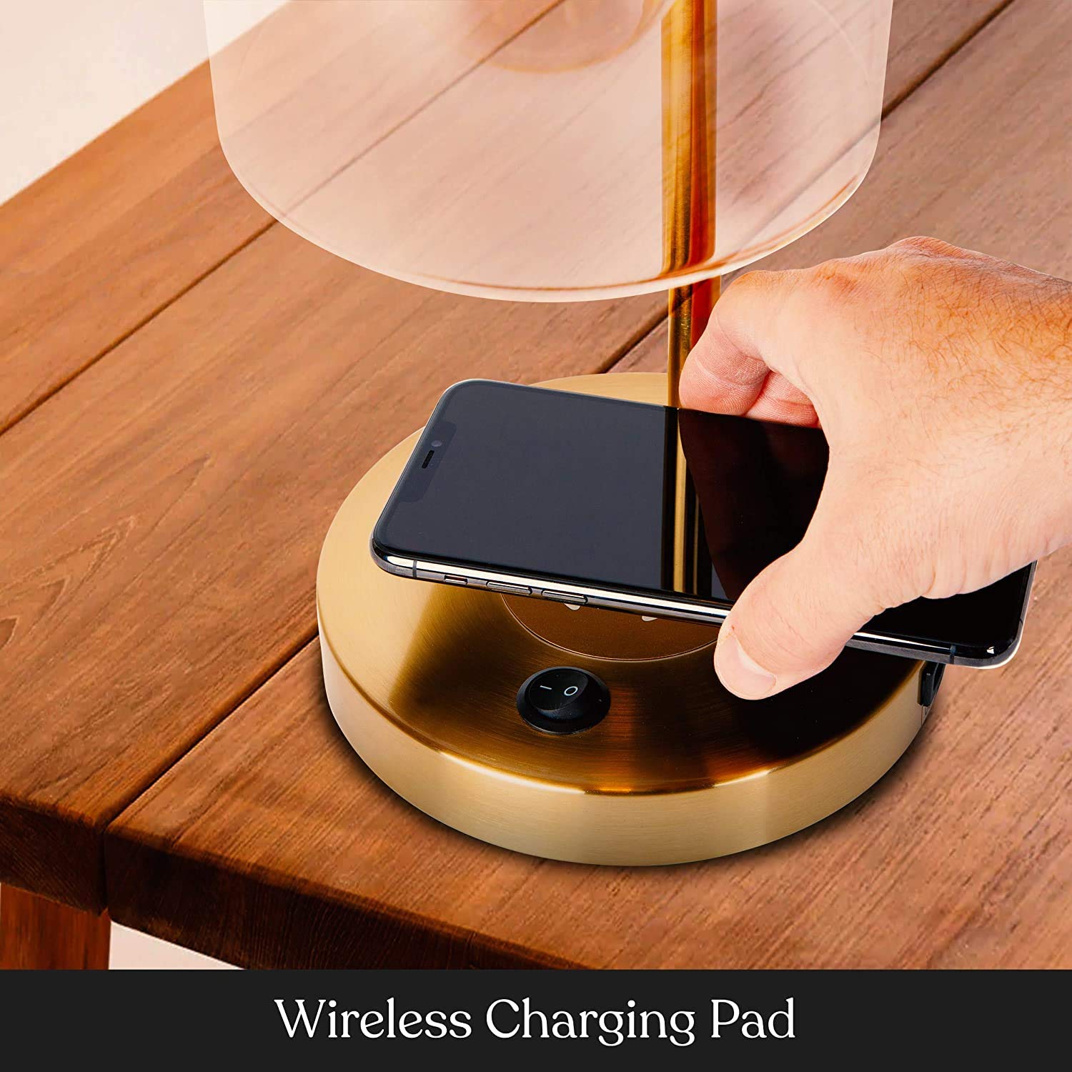 Brightech Elizabeth Wireless Charging Table Lamp with USB Port - Vintage Brass Gold LED Desk Lamp for Bedroom, Living Room & Office - Perfect Nightstand Reading Lamp & Bedside Lighting with Smartphone Charging Station
