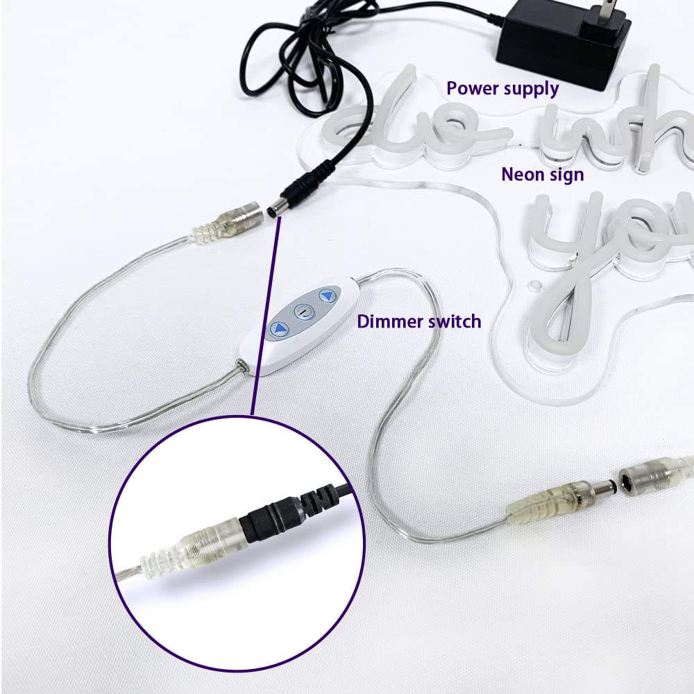 12V DC Sensitive LED Dimmer Switch - Brightness Adjustable Controller with Female/Male Connector & Power Jack Adapter for LED Strip Lights, Neon Signs, Home Decor & DIY Lighting Projects
