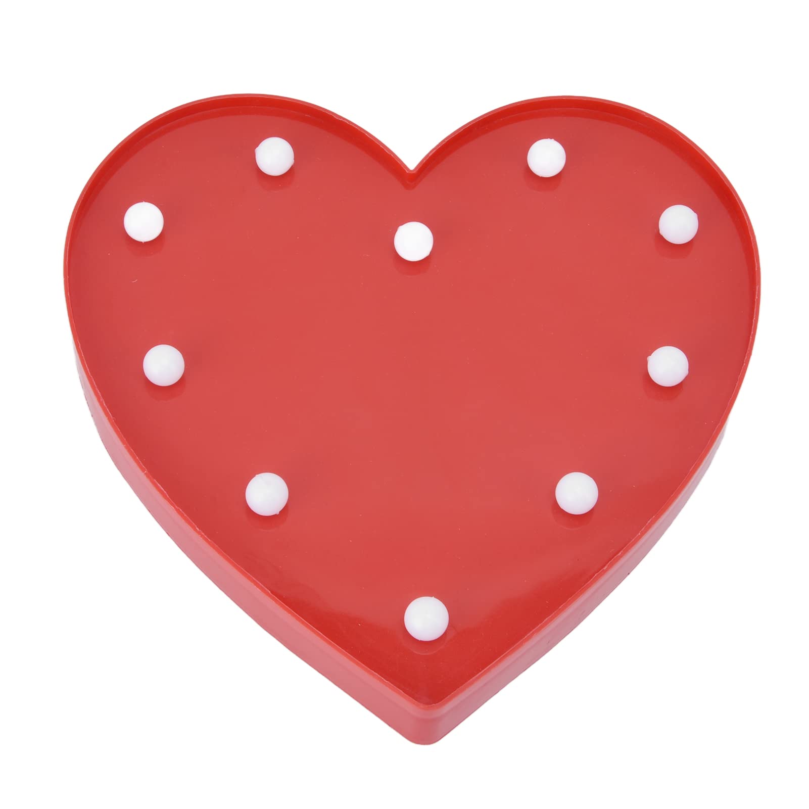 Kids LED Heart Shaped Night Light - Battery Powered Warm White Nursery Lamp with 10 LEDs, 24x23.5x3cm Love Shape, Hanging Hook Holes - Perfect for Bedroom, Nursery, Valentine's Gift, Birthday Decor (Red)