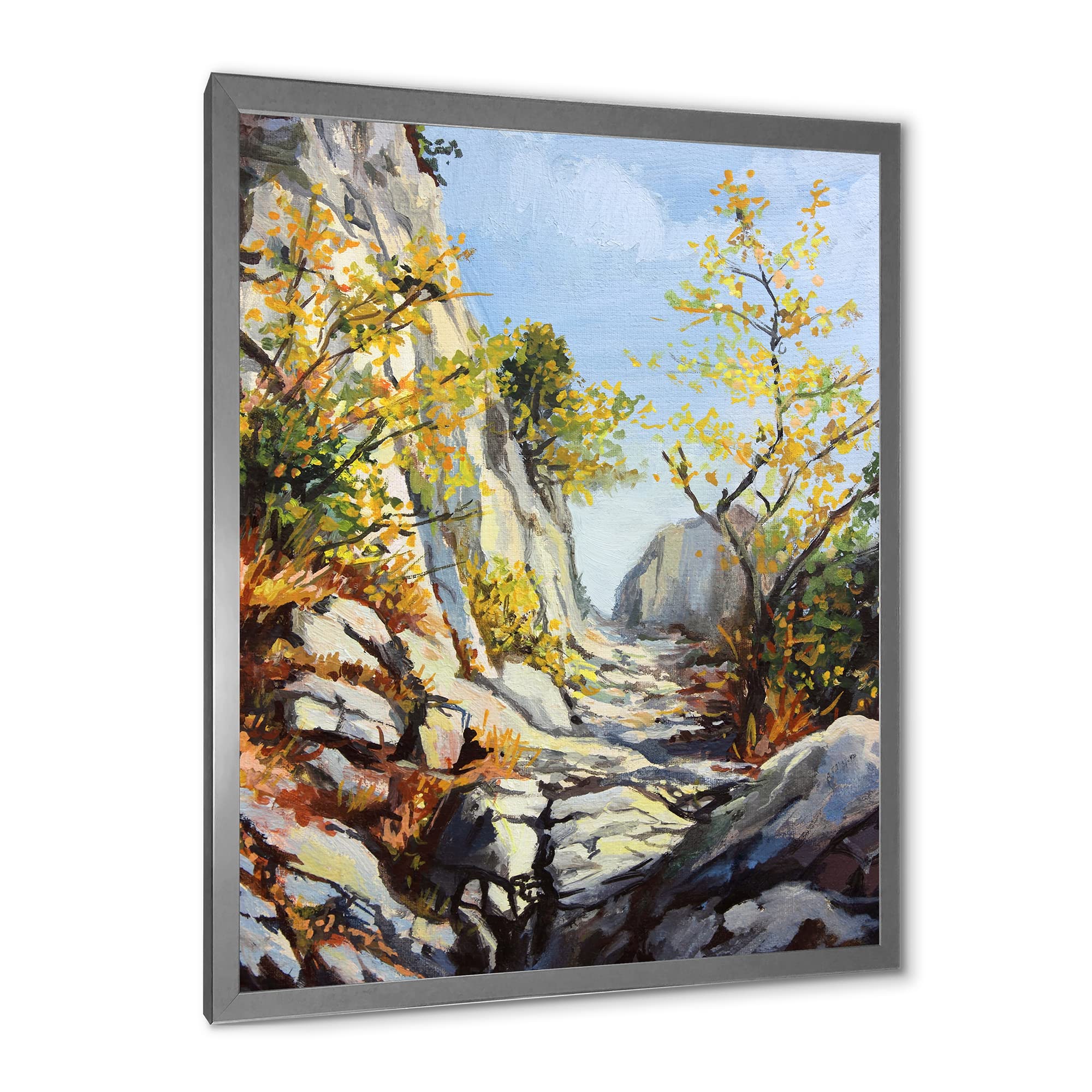 DesignQ Autumn Marble Path Traditional Framed Wall Art - Perfect for Living Room, Bedroom & Office Decor