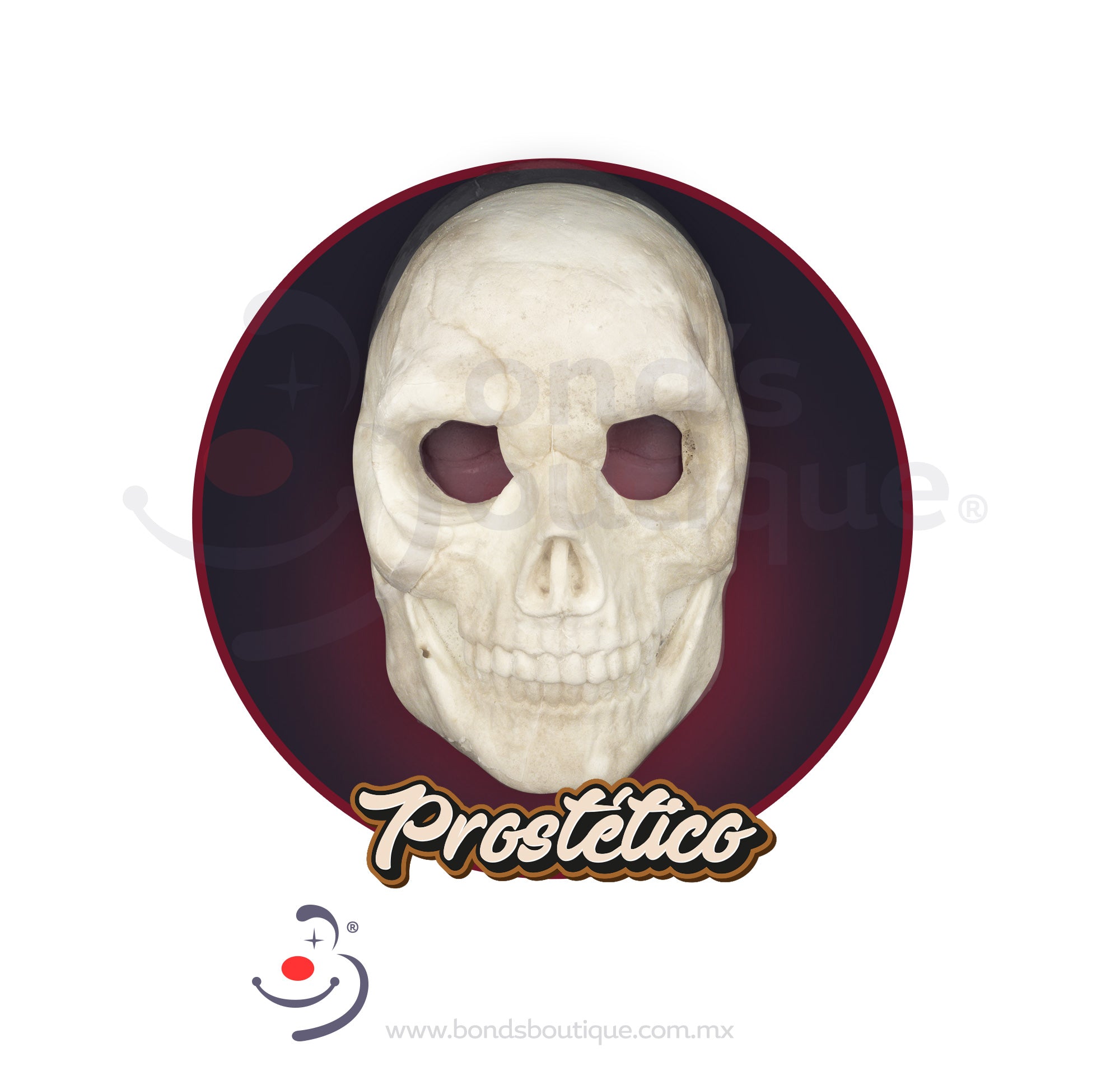 PROSTETICO Complete Skull - Halloween Decor, Day of the Dead Party Supplies, Gothic Home Decor for Spooky Themed Events