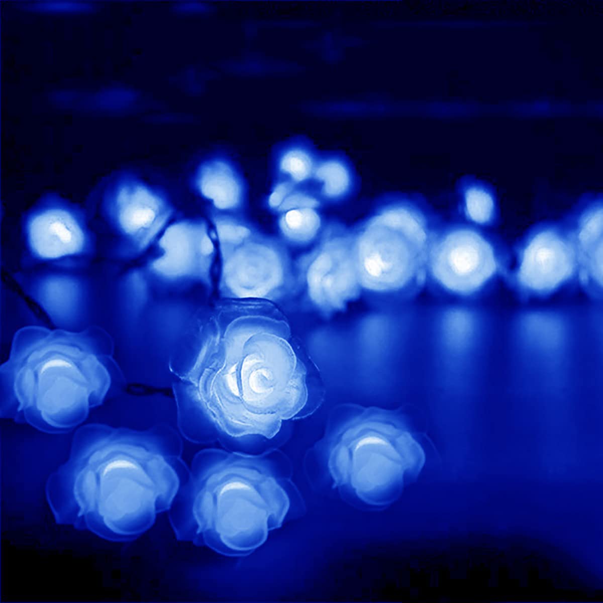 Solar Powered Flower String Lights - 20FT Waterproof 30LED Rose Fairy Lights with 8 Lighting Modes | Outdoor Garden Decor, Pathway Lighting, Wedding & Christmas Decoration (Blue) - Perfect for Patio, Backyard, Party & Holiday Decorations