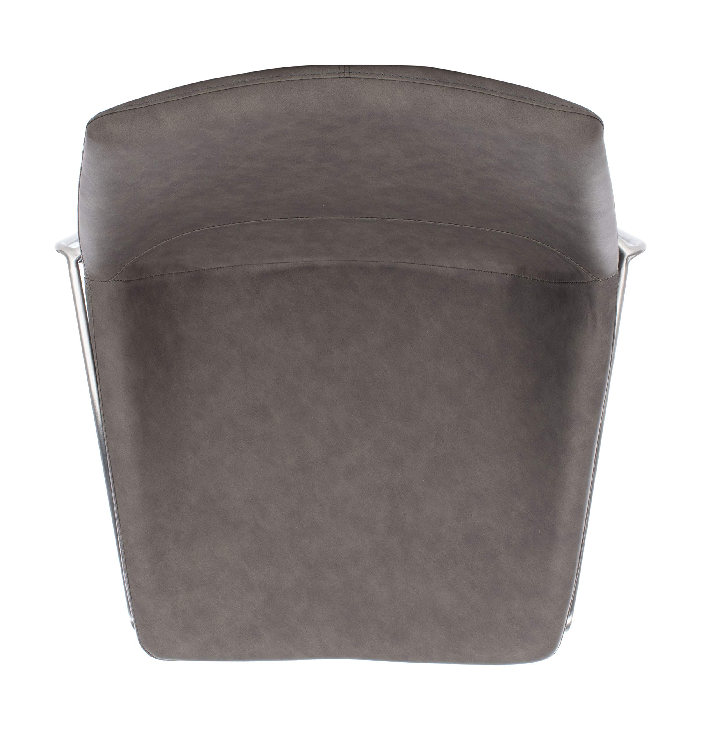 Safavieh Home Alexis Mid-Century Modern Dining Chairs - Set of 2, Ash Faux Leather & Silver Metal Frame - Perfect for Kitchen, Dining Room & Office Use