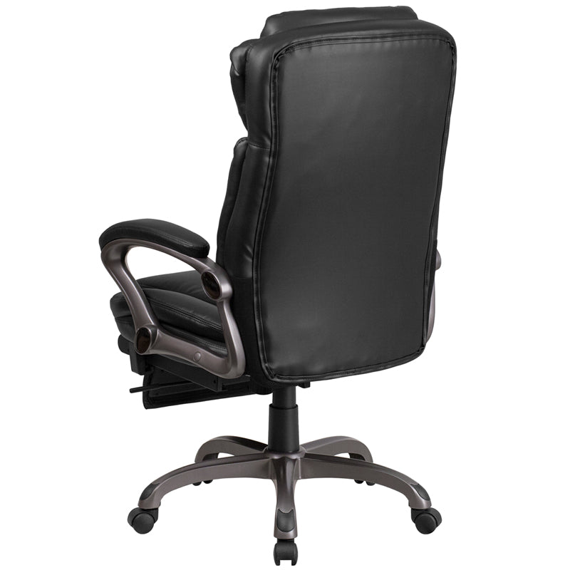 Premium FLASH Martin High Back Executive Office Chair - Black LeatherSoft Ergonomic Swivel Recliner with Lumbar Support & Adjustable Arms - Perfect for Home Office, Gaming & Workspaces