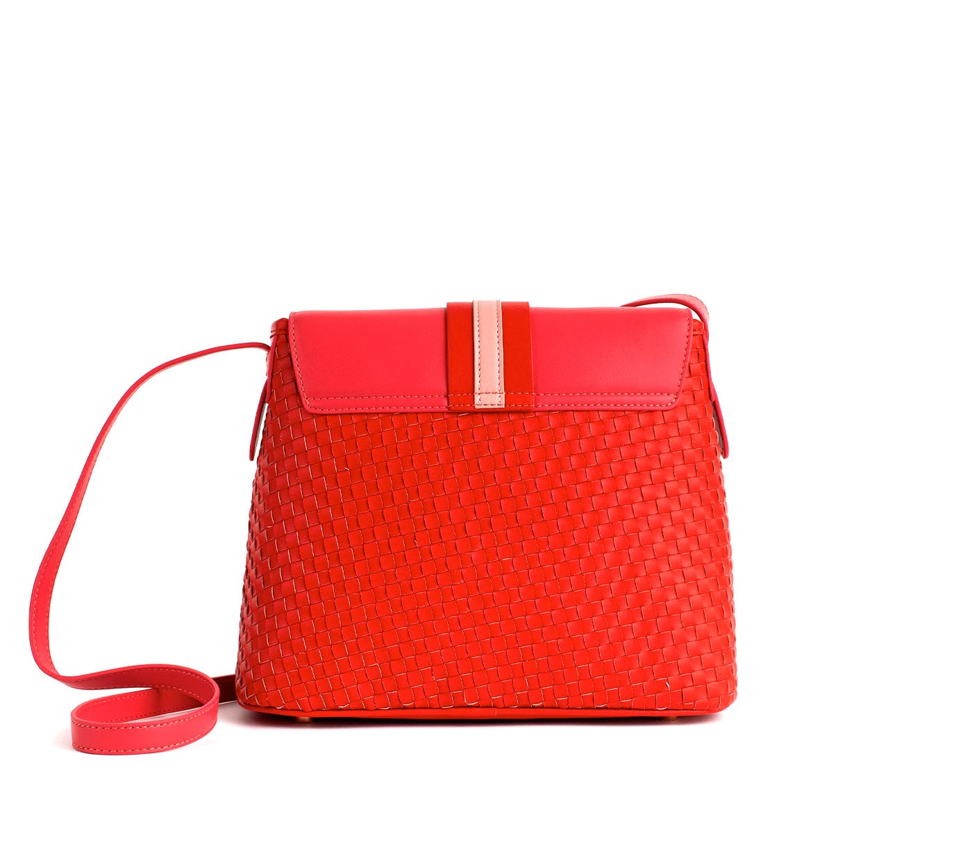 Kate Vegan Leather Basket Weave Crossbody Bag for Women - Stylish Red Purse with Adjustable Strap | Perfect for Work, Travel & Everyday Use