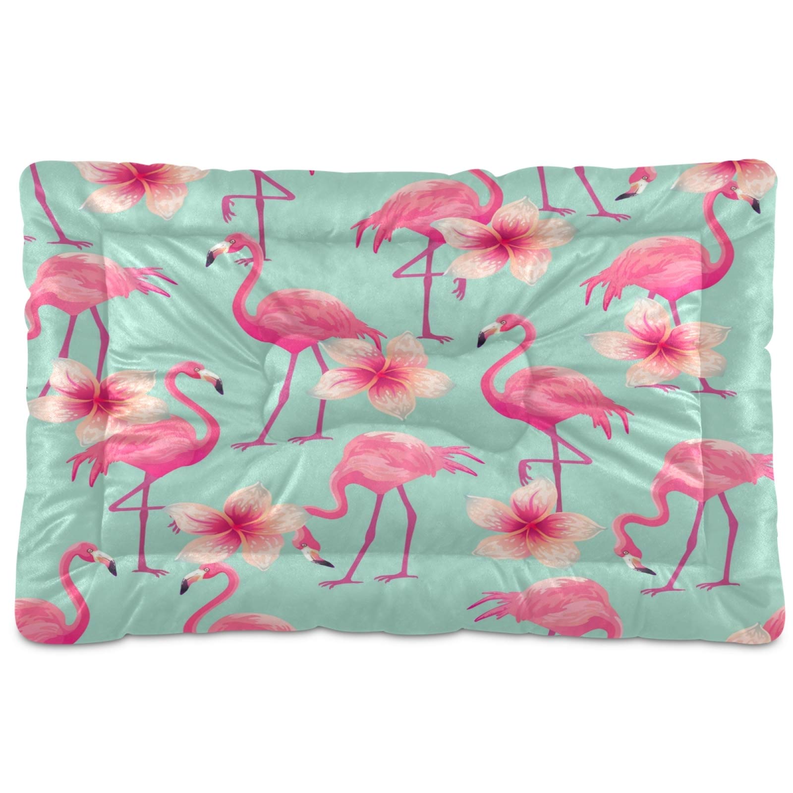 Pink Flamingo Dog Bed for Small & Medium Dogs - Ultra Soft Rectangle Pet Bed with Calming Design, 24x18 Inch - Perfect for Indoor Use in Living Room or Bedroom