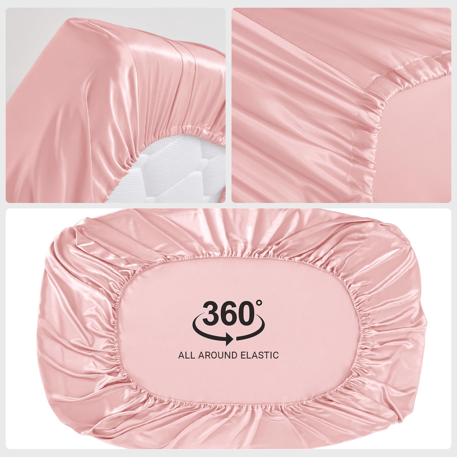 THXSILK 22 Momme 7A+ Grade Luxury Silk Sheet Set - 4 Piece Cal King Size (1 Flat Sheet, 1 Fitted Sheet, 2 Pillowcases) - Ultra Soft & Breathable Bedding for Hot Sleepers - Elegant Pink for Master Bedroom & Guest Room Decor