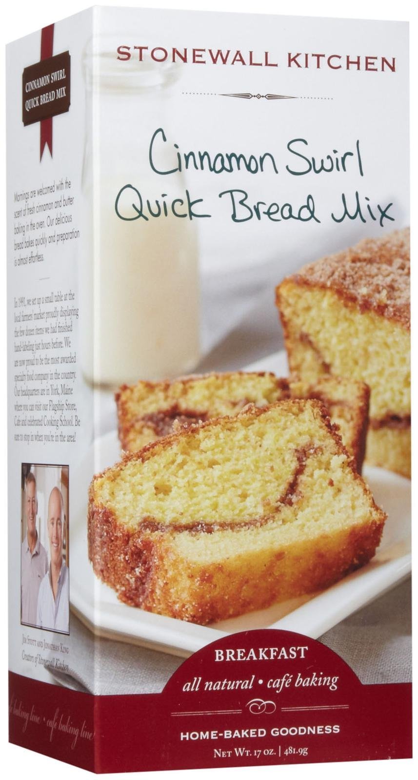 Stonewall Kitchen Cinnamon Swirl Quick Bread Mix - 17 oz Pack | Easy Homemade Cinnamon Bread for Breakfast, Brunch & Holiday Baking
