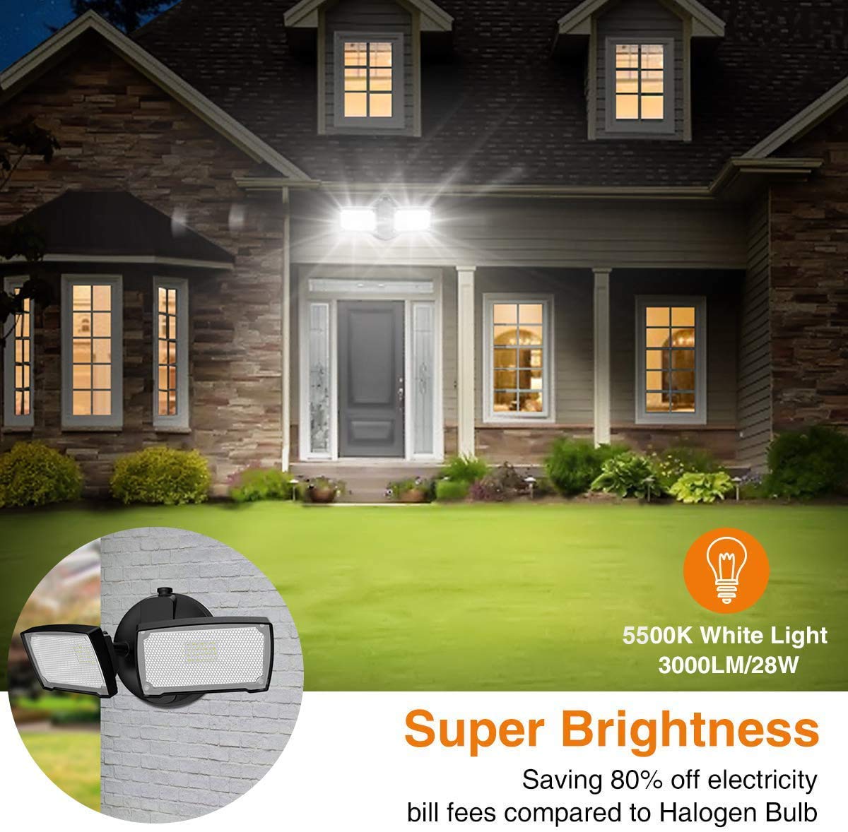 LEPOWER 3000LM Solar LED Flood Light - 1600LM Waterproof Outdoor Security Light with Motion Sensor for Yard, Garden, and Driveway Lighting