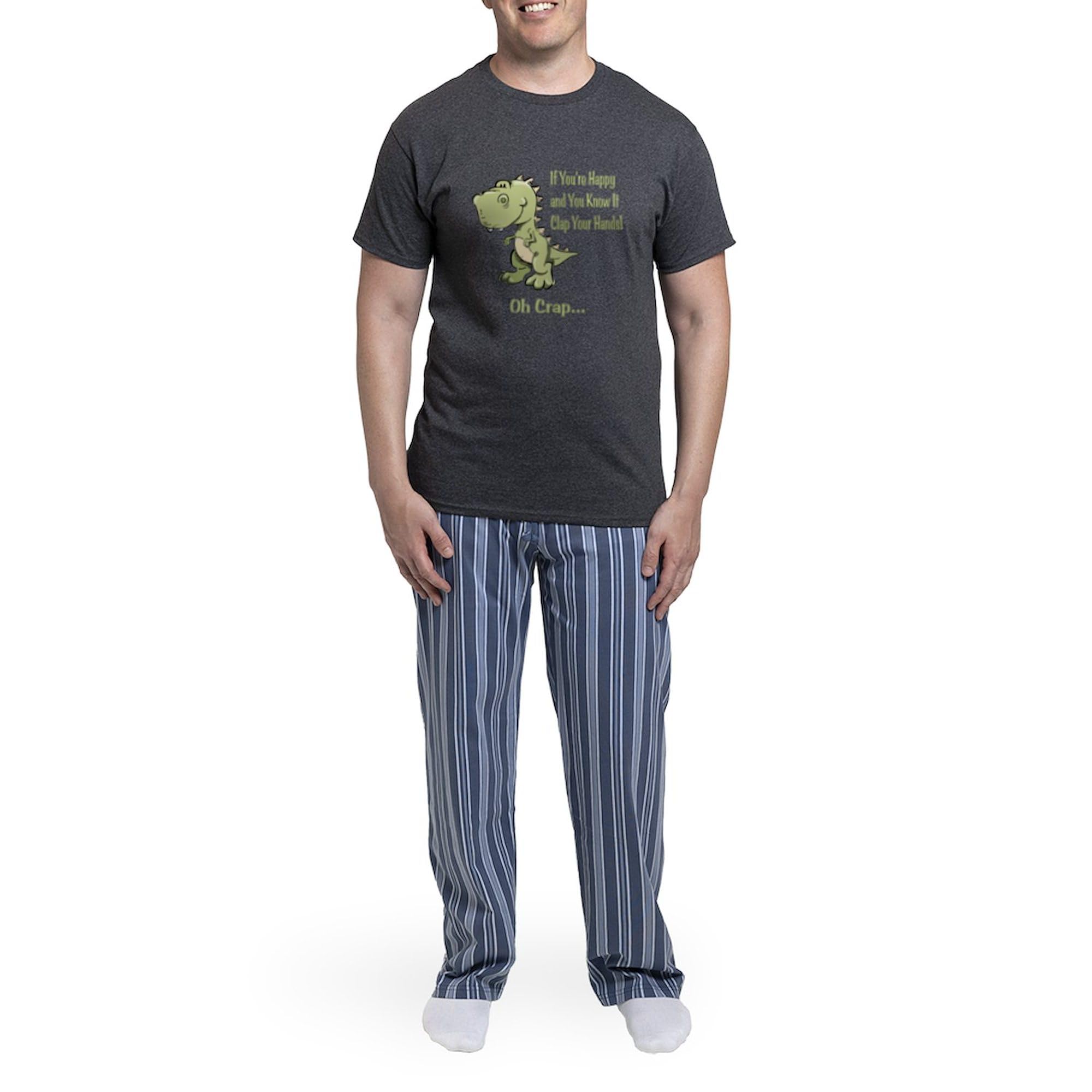 Happy Trex Men's Charcoal Pajama Set - Dinosaur Print Sleepwear for Men - Soft & Comfortable Lounge Pajamas for Home, Sleepovers & Gifts