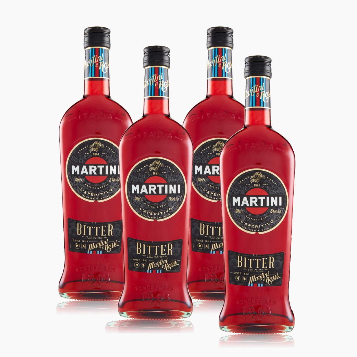 Martini & Rossi L'Aperitivo Bitter - 4 Pack (24 fl.oz Each) | Italian Aperitif for Cocktails & Mixology | Perfect for Happy Hour, Parties & Home Bars