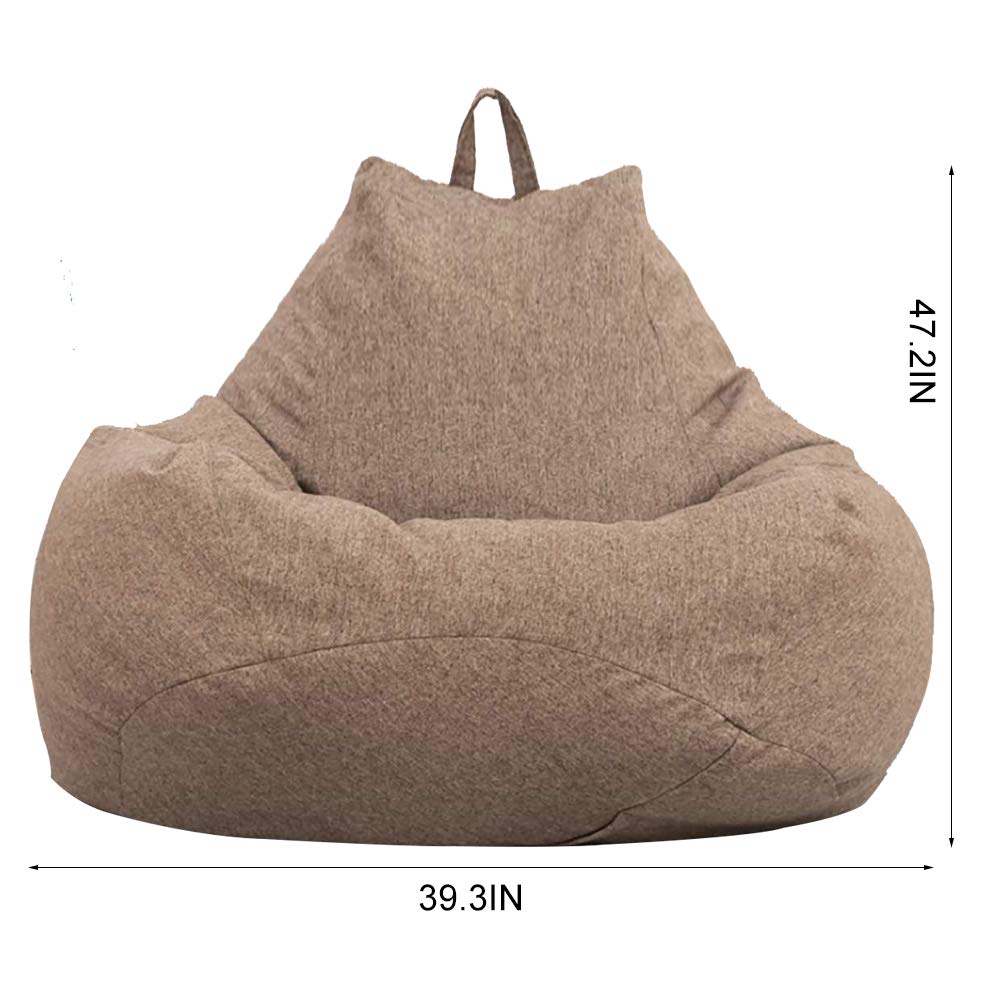 Large XL Brown Bean Bag Chair Cover (No Filler Included) - High Back Lounger Storage Sack for Adults & Kids - Durable Fabric Replacement Cover for Indoor, Outdoor, Game Room & Dorm Use