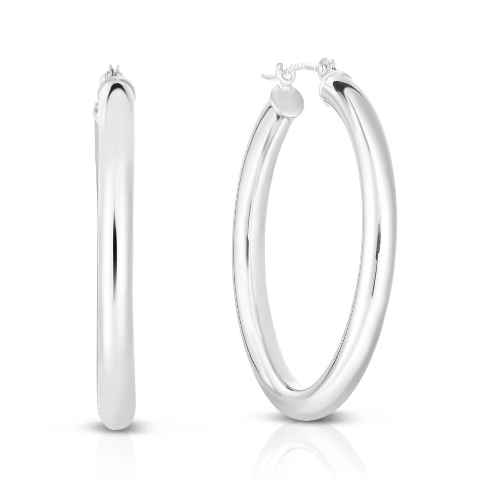 10K Gold 3x30mm Hoop Earrings for Women - Classic Circle Huggie Earrings for Everyday Wear, Party & Gift Giving