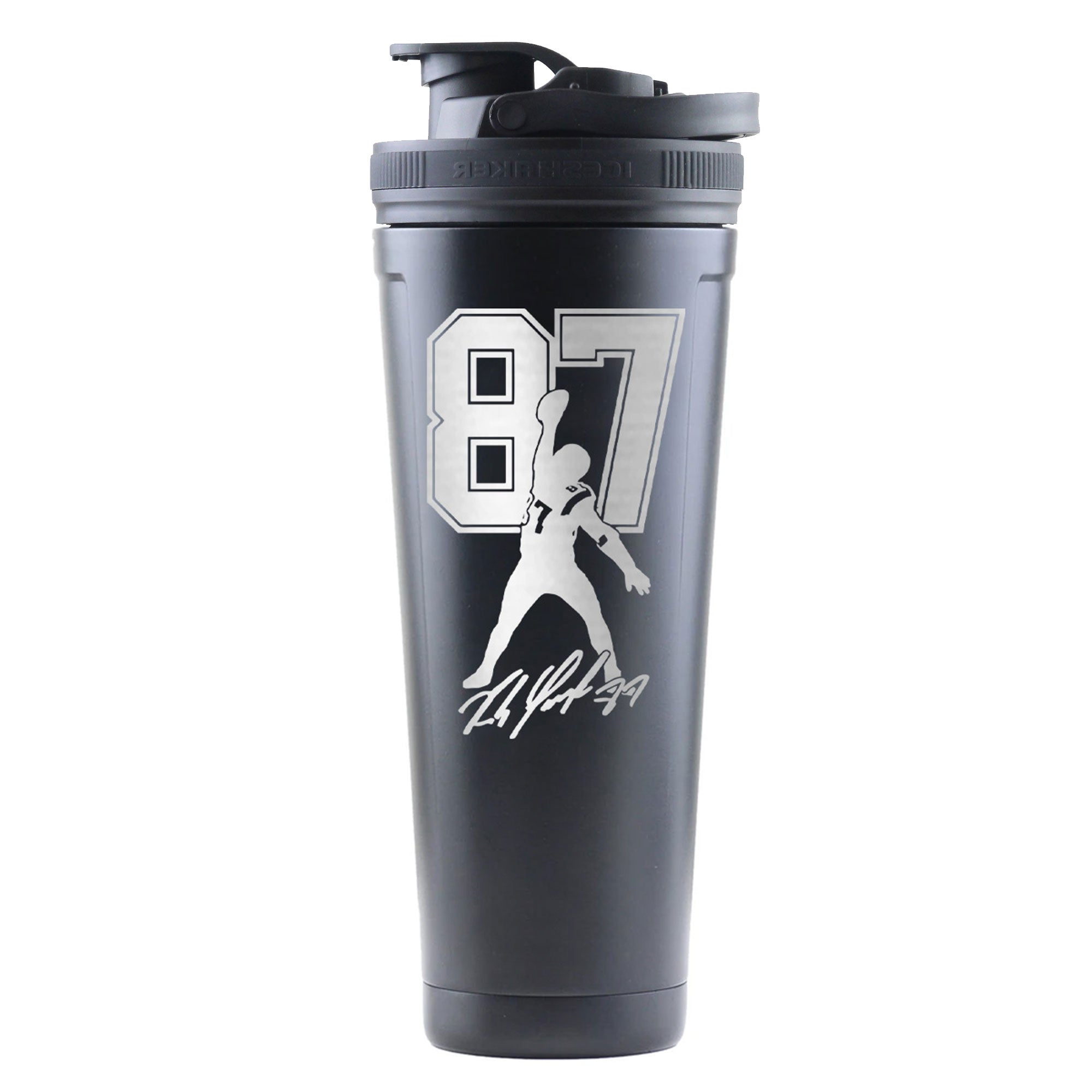 Gronk Signature Edition 36oz Insulated Stainless Steel Ice Shaker Bottle - Black | Leakproof Protein Shaker for Gym, Workout & Sports | Keeps Drinks Cold for 24 Hours