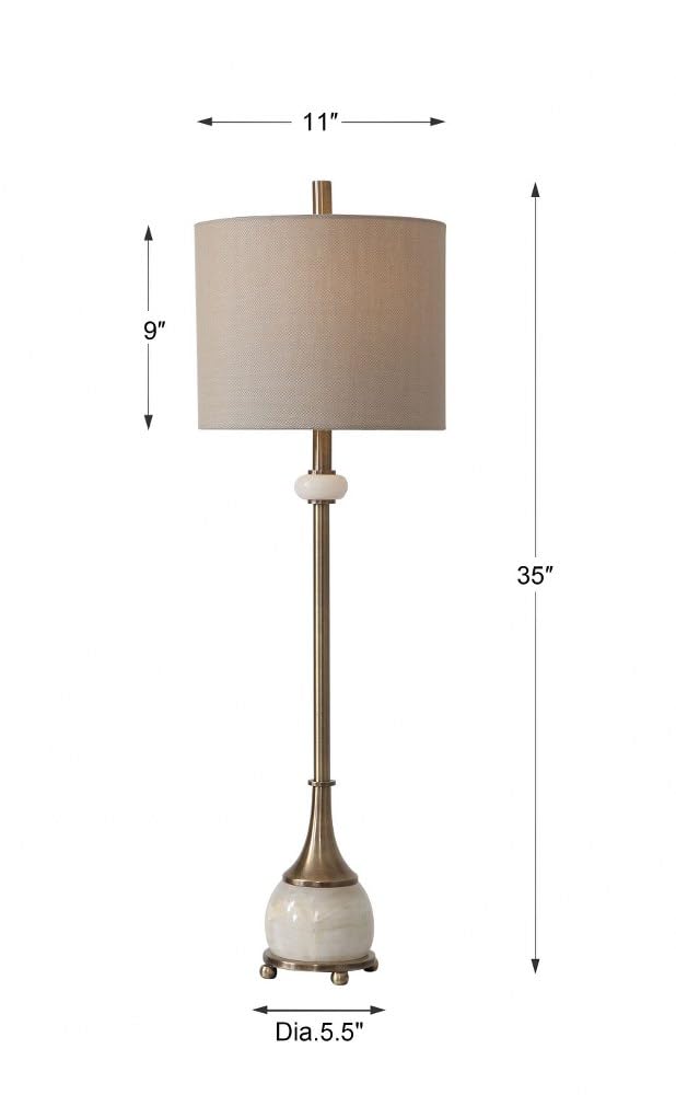 Contemporary Natania Plated Brass 1-Light Buffet Lamp - Elegant Dining Room & Entryway Lighting (208-Bel-3315171) - Perfect for Sideboards, Console Tables & Home Decor
