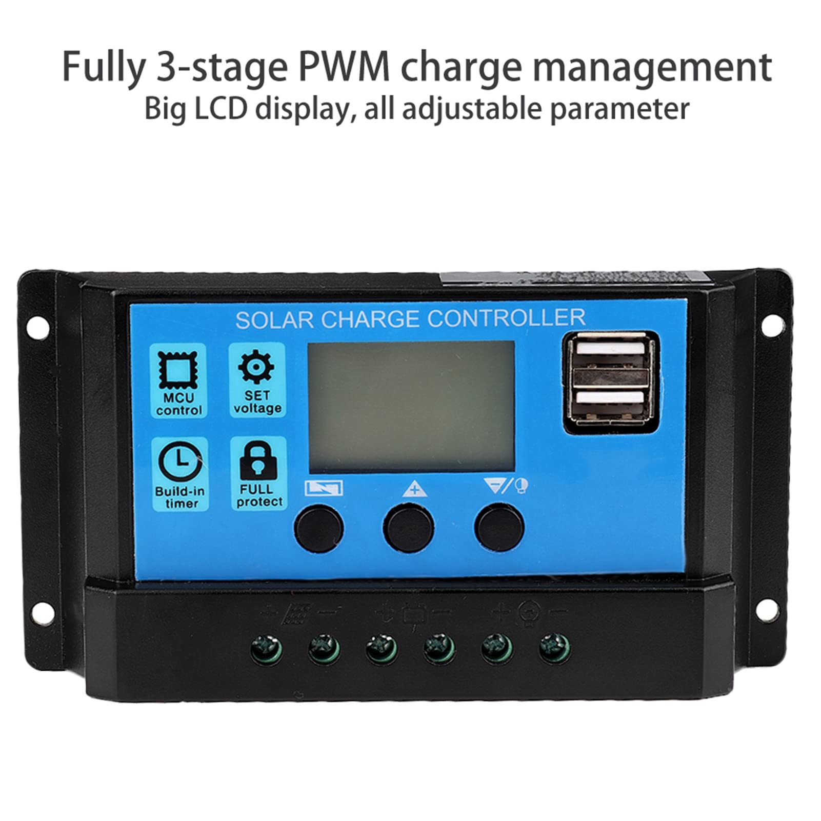 60A/50A/40A/30A/20A/10A 12V/24V Auto PWM Solar Charge Controller for RV, Boat, Off-Grid & Home Solar Systems - Efficient Power Management Solution