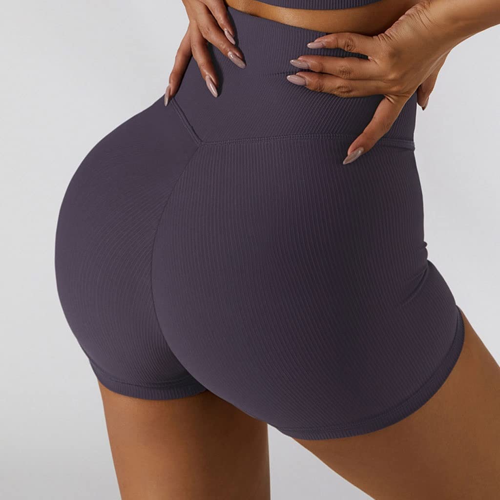 High Waist Yoga Shorts for Women - Elastic Running Fitness Leggings with Scrunch Butt Lift - Summer Workout Sports Shorts (Large, As Shown Color) | Perfect for Yoga, Gym, Running & Lounge Wear