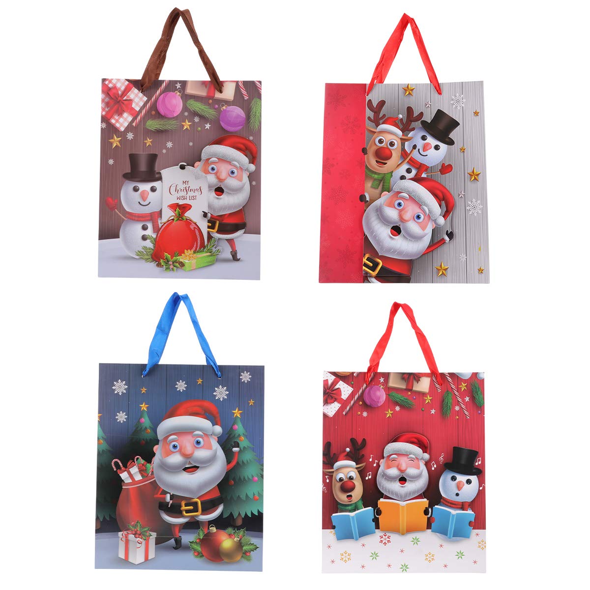 DOITOOL 4 Pack Durable Printed Tote Bags - Gift & Christmas Storage for Home Decor
