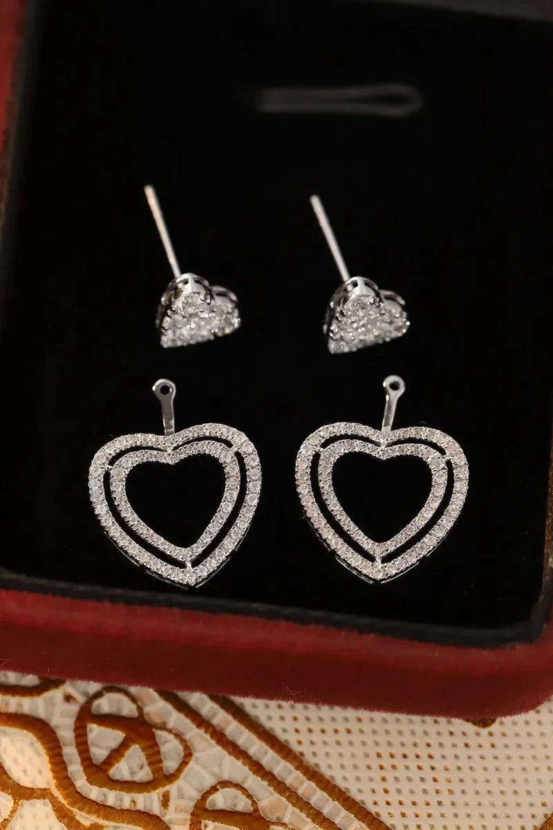 18K White Gold Heart Diamond Earrings for Women - 1.0 Carat Natural Diamond Stud Earrings, Romantic Engagement Jewelry Gift for Anniversary, Valentine's Day & Special Occasions