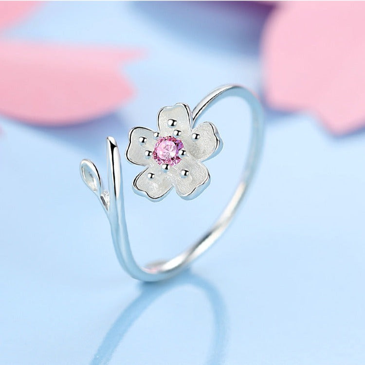Cherry Blossom White Flower Rings for Women - Elegant Floral Jewelry Gift for Mother's Day, Wedding, Anniversary | JZ041
