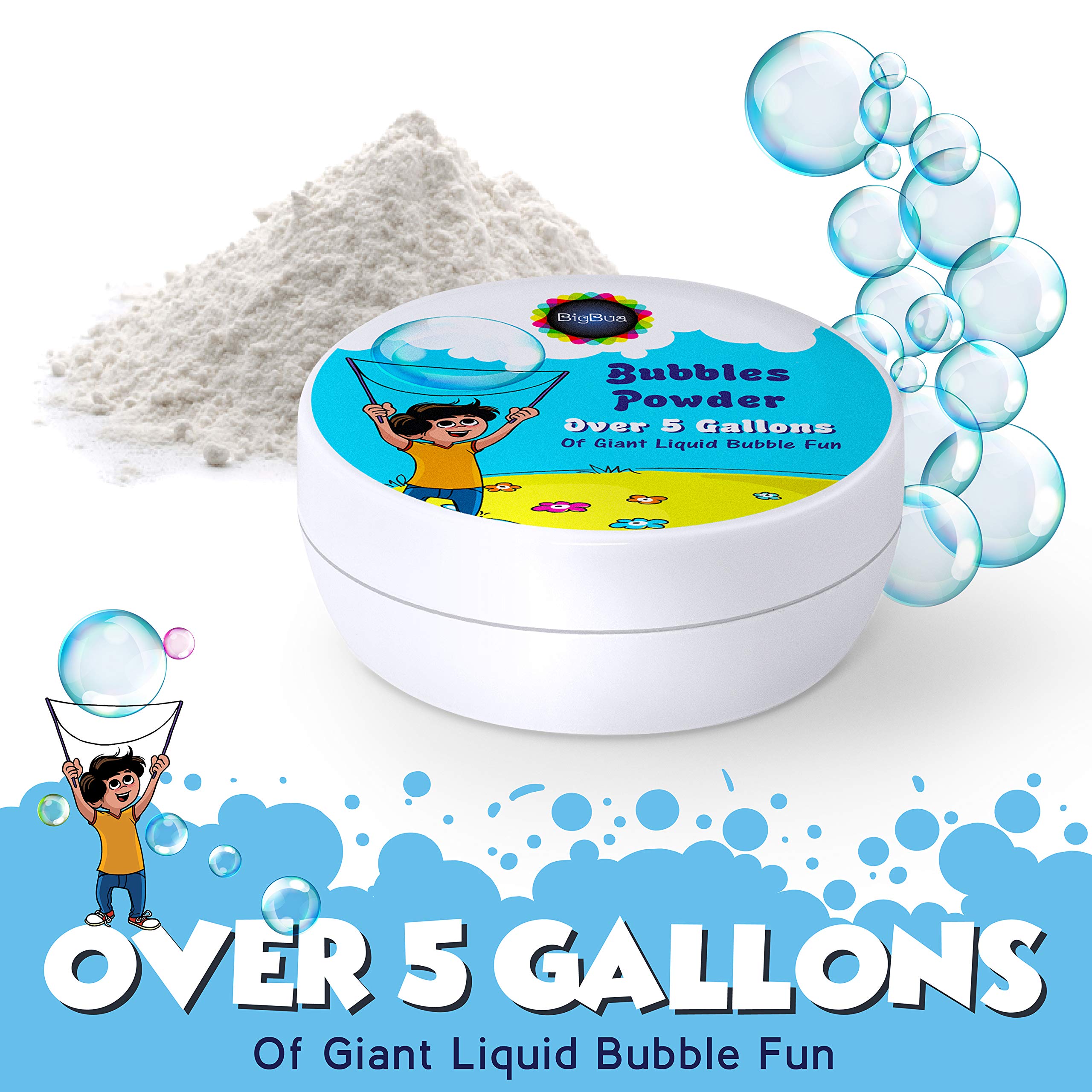 BigBua Fun Large Bubble Powder - Extra Bubble Mixing Solution (Makes 5+ Gallons) - Perfect for Outdoor Parties, Kids Playtime & Bubble Shows
