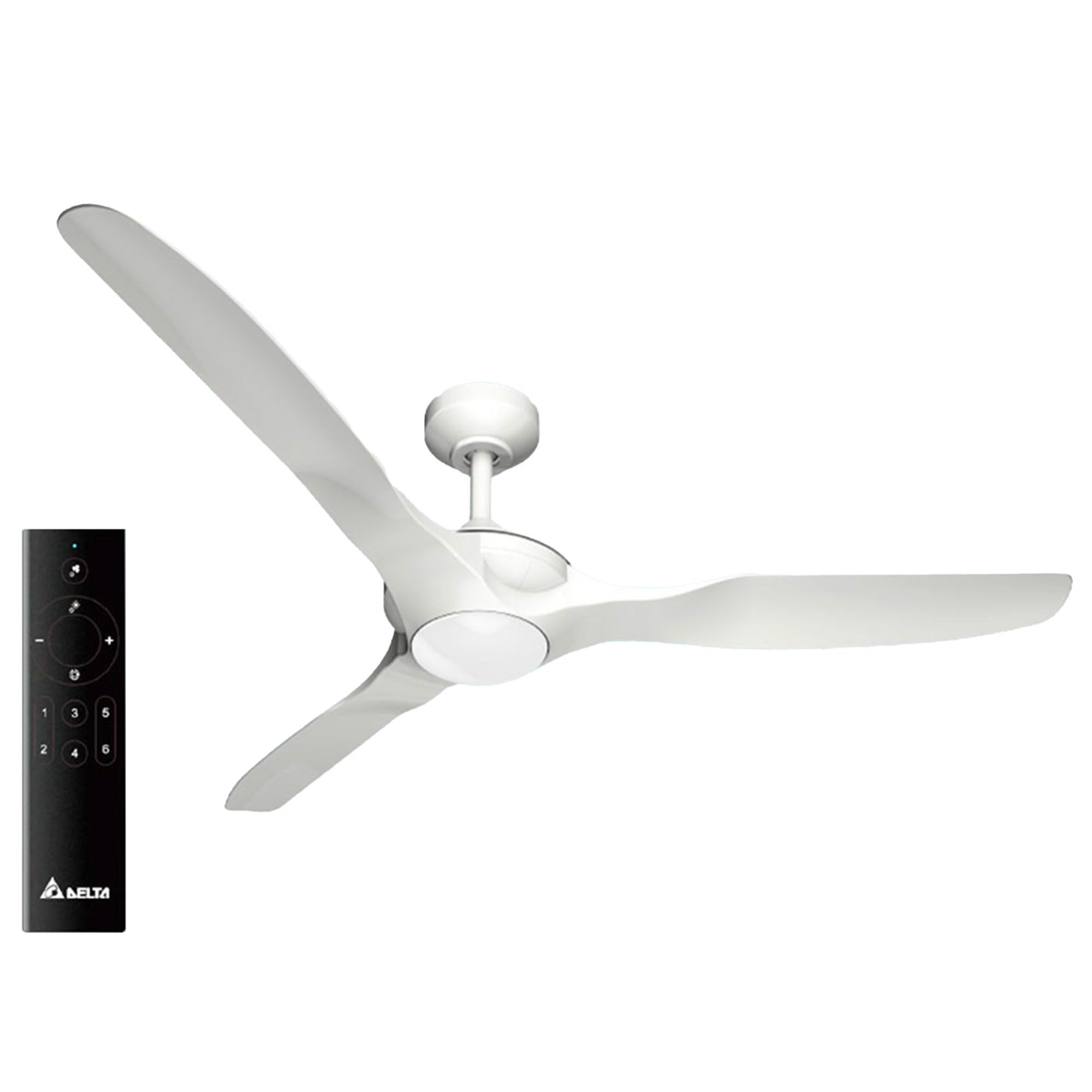 Breez Delta 52 Inch Ceiling Fan with LED Light and Remote Control - Indoor Outdoor Ceiling Fan for Bedroom, Living Room, Patio - White (Benicia Collection)