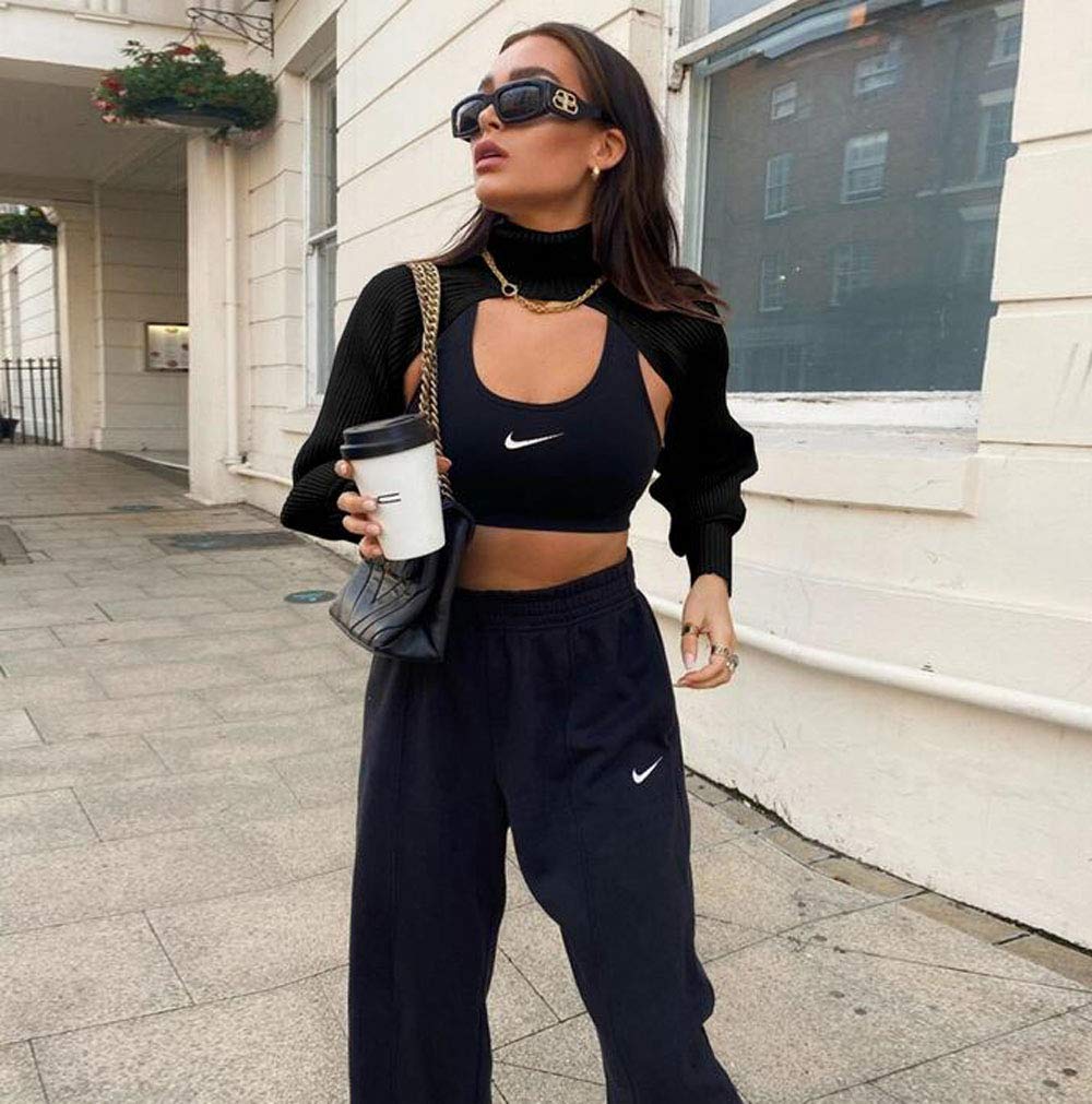 Sexy Women's Turtleneck Long Sleeve Crop Sweater - Backless Chic Cut Out Open Front Cropped Jumper for Party, Date Night & Casual Outfits