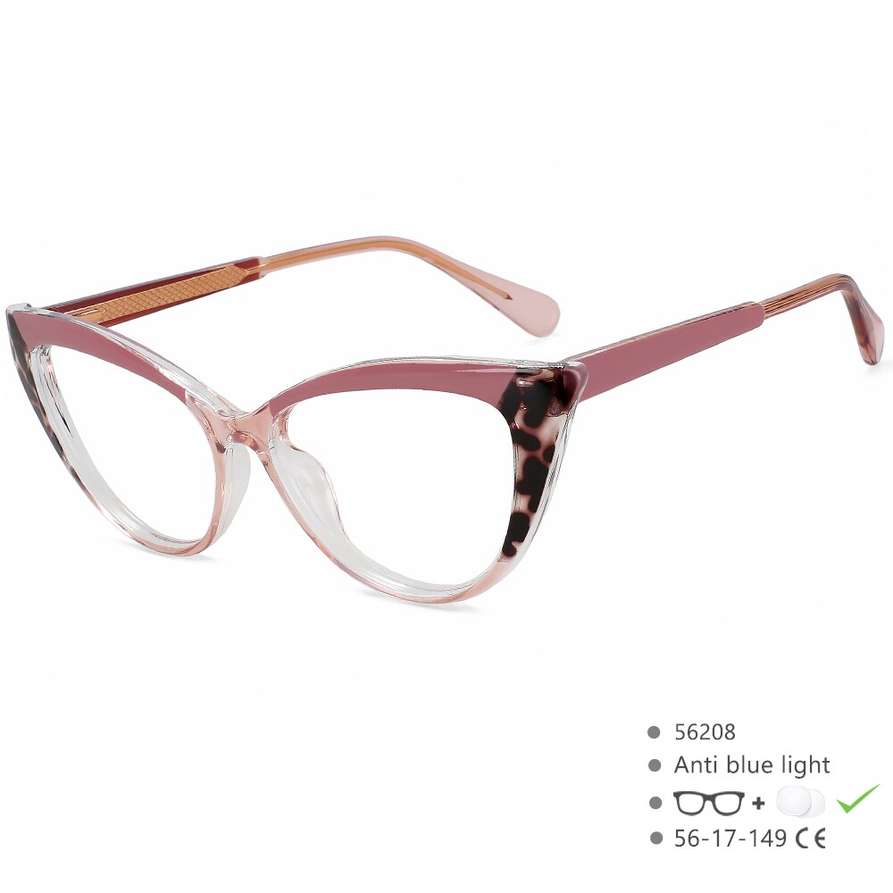CCspace Women's Full Rim Square Cat Eye Titanium Eyeglasses Frame - Lightweight TR90 Comfort Fit for Work, Reading & Fashion (Model 56208)