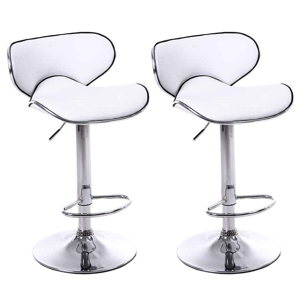 Adjustable Swivel Bar Stools with Hydraulic Lift - PU Leather Counter Height Stools with Footrest & Butterfly Back for Kitchen, Dining Room, Pub - Perfect for Entertaining, Breakfast Bars & Home Decor