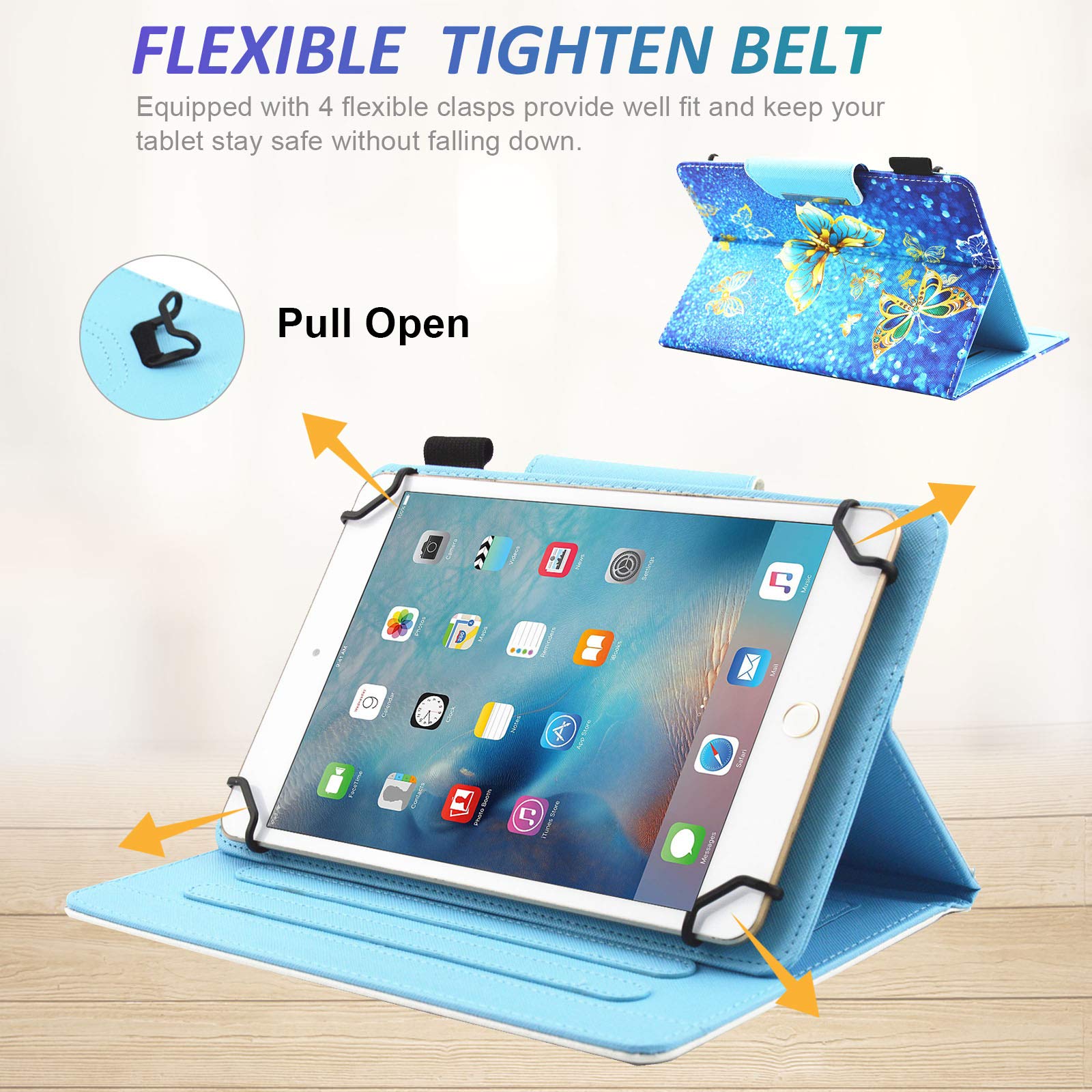 Dteck Universal PU Leather Tablet Case for 7.5-8.5 Inch Tablets - Stand Wallet Cover for iPad Mini 7.9