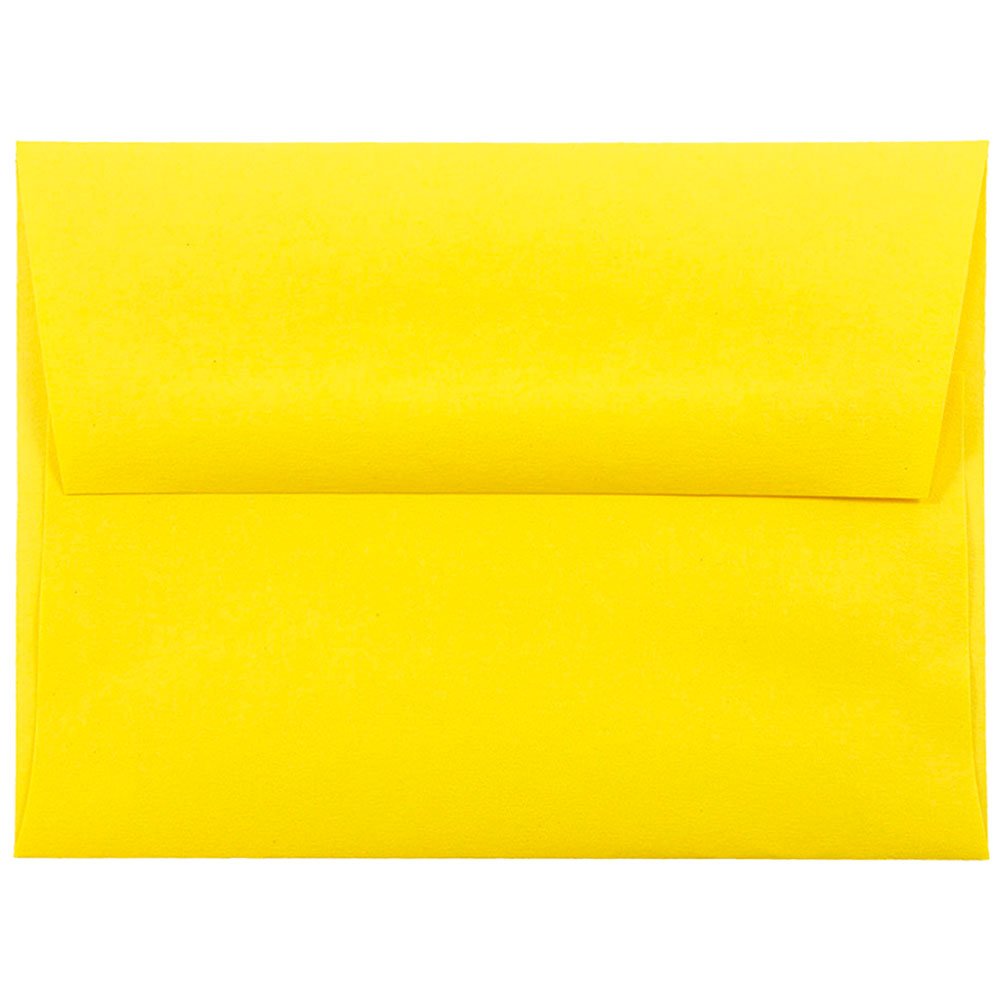 JAM PAPER A2 Colored Invitation Envelopes 4 3/8 x 5 3/4 Inches - 500 Pack Bulk Yellow Recycled Paper Envelopes for Wedding, Party, Business & Greeting Cards