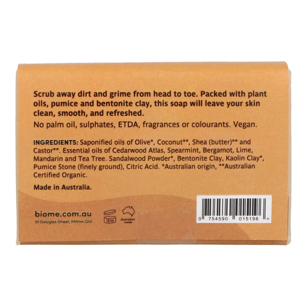 Biome Tradie Scrub Bar 120g - Natural Exfoliating Soap for Men & Women - Perfect for Post-Workout, Gardening & Tough Skin Care