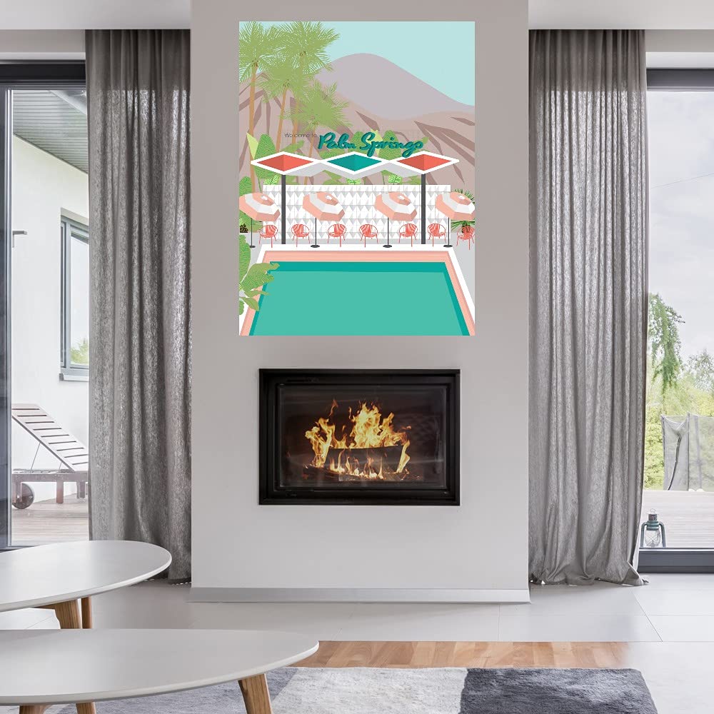 Palm Springs Canvas Wall Art - Modern Fine Art Print by Jen Bucheli - 24x32 Inch Ready to Hang Wall Decor for Living Room, Bedroom, Office - Perfect for Home, Airbnb & Vacation House Decor