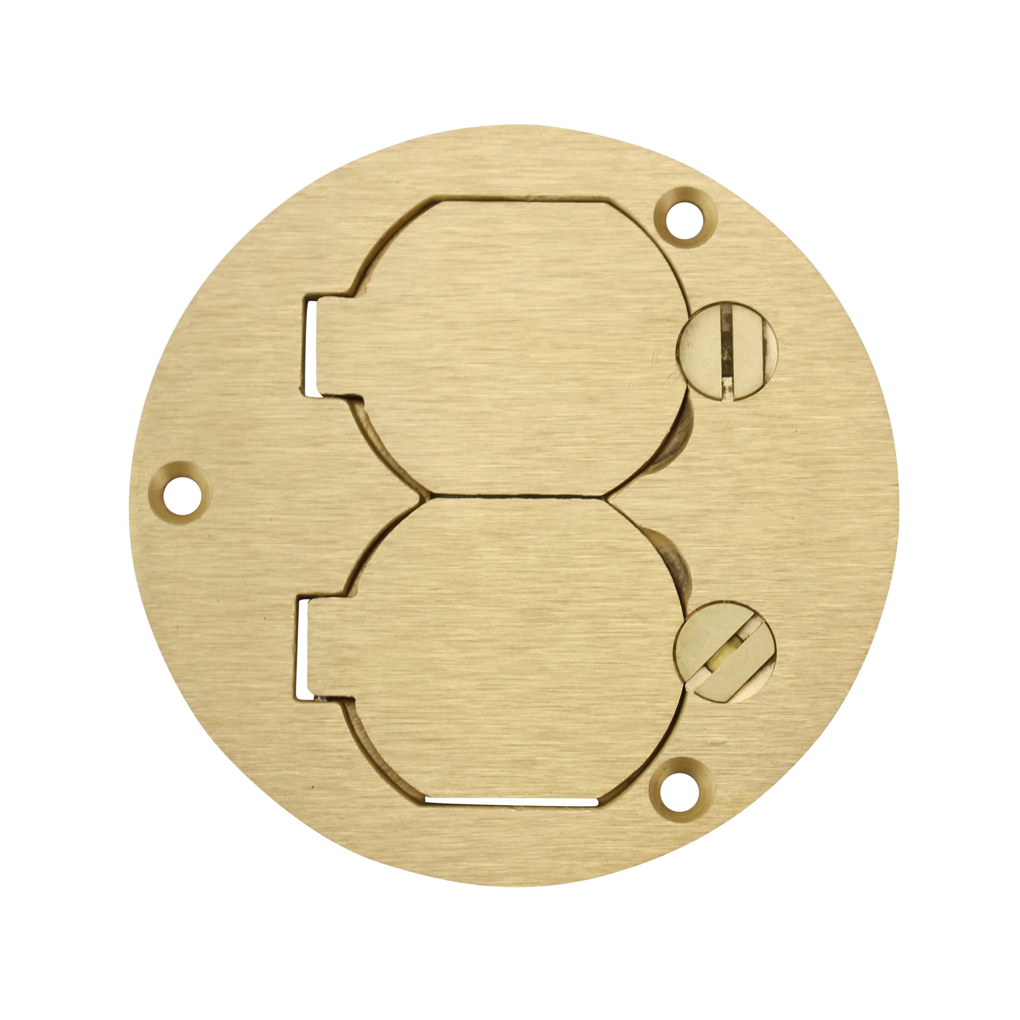 RACO 6249 Round Brass Floor Box Cover with Lift Lids & Flanges - Durable Electrical Access Solution for Commercial Buildings & Home Theaters