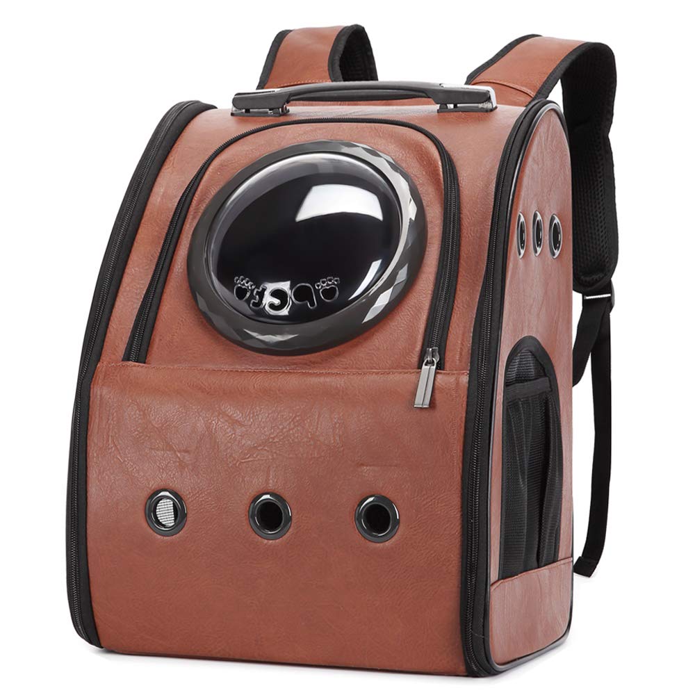 Texsens Airline Approved Bubble Backpack Pet Carrier - Breathable Mesh Panel for Cats & Dogs, Travel-Friendly Design (One Size, Coffee) | Perfect for Air Travel, Hiking & Daily Commutes