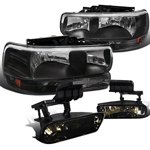 Spec-D Tuning Black Headlights & Bumper Lights with Smoke Fog Lights - Compatible with 2000-2006 Chevy Silverado (Left & Right Pair) - Upgrade Your Truck's Style & Night Visibility for Off-Roading & Daily Driving