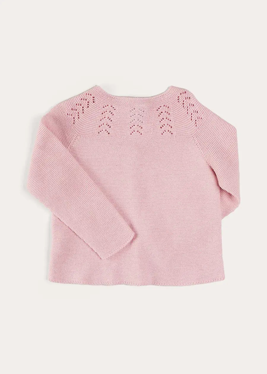 Pink Openwork Cotton Cardigan for Kids (6 Months - 10 Years) - Perfect for Spring Outfits & Family Photos