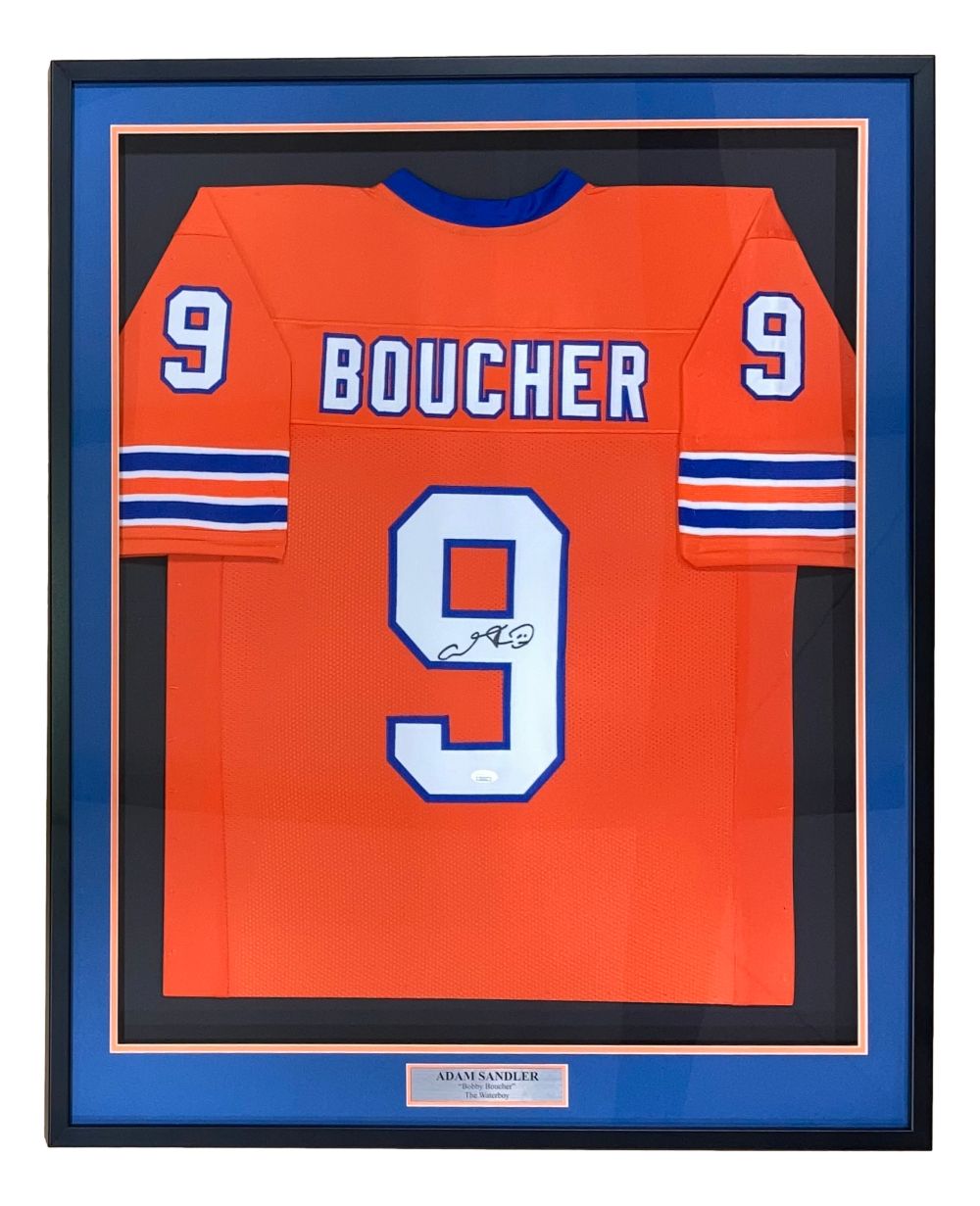 Adam Sandler The Waterboy Autographed Framed Football Jersey with JSA COA - Perfect for Sports Memorabilia Collectors and Movie Fans Display