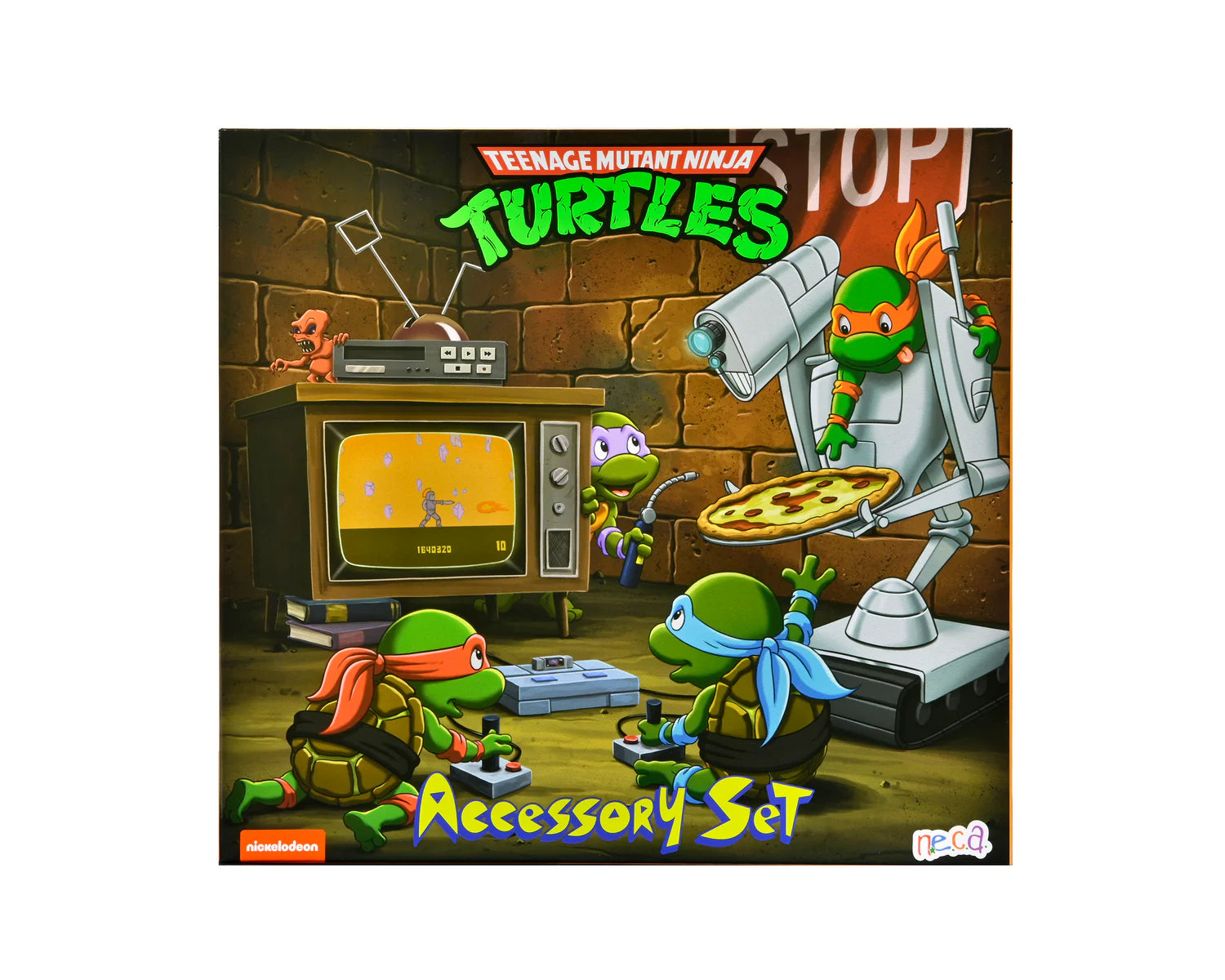 NECA Teenage Mutant Ninja Turtles Cartoon Action Figure 7-Piece Accessory Set - Perfect for Collectors, Display & TMNT Fan Scenes