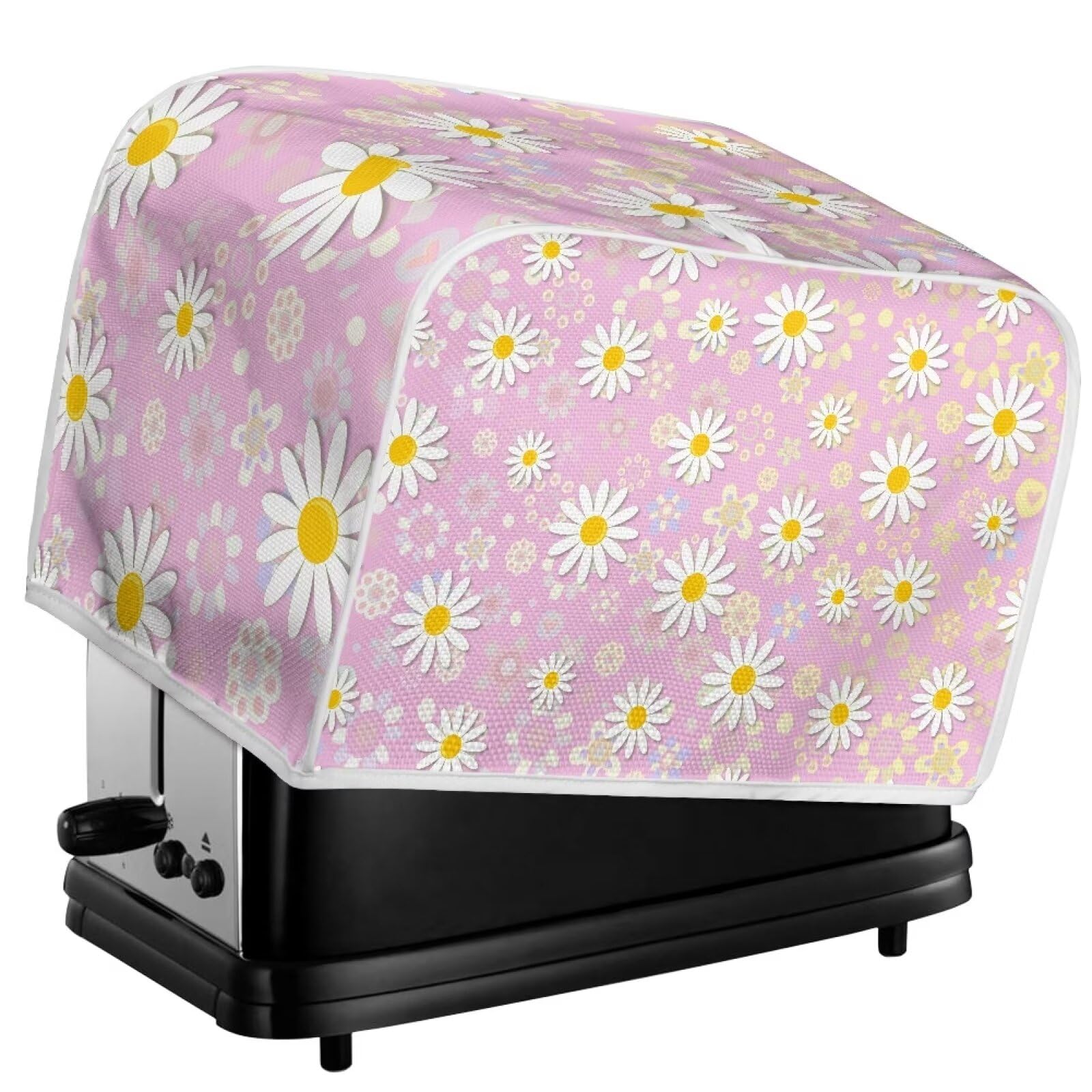 Daisy Print 4-Slice Bread Maker Cover - Anti-Dust & Fingerproof Toaster Cover for Kitchen Appliances - Washable Oven Decorative Accessory - Perfect for Home Baking & Kitchen Organization