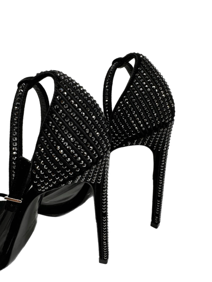 Saint Laurent Jane Black Rhinestone Embellished Stiletto Heels Women's Size 40.5 (US 9.5) - Luxury Designer Pumps for Evening Parties, Weddings & Special Occasions