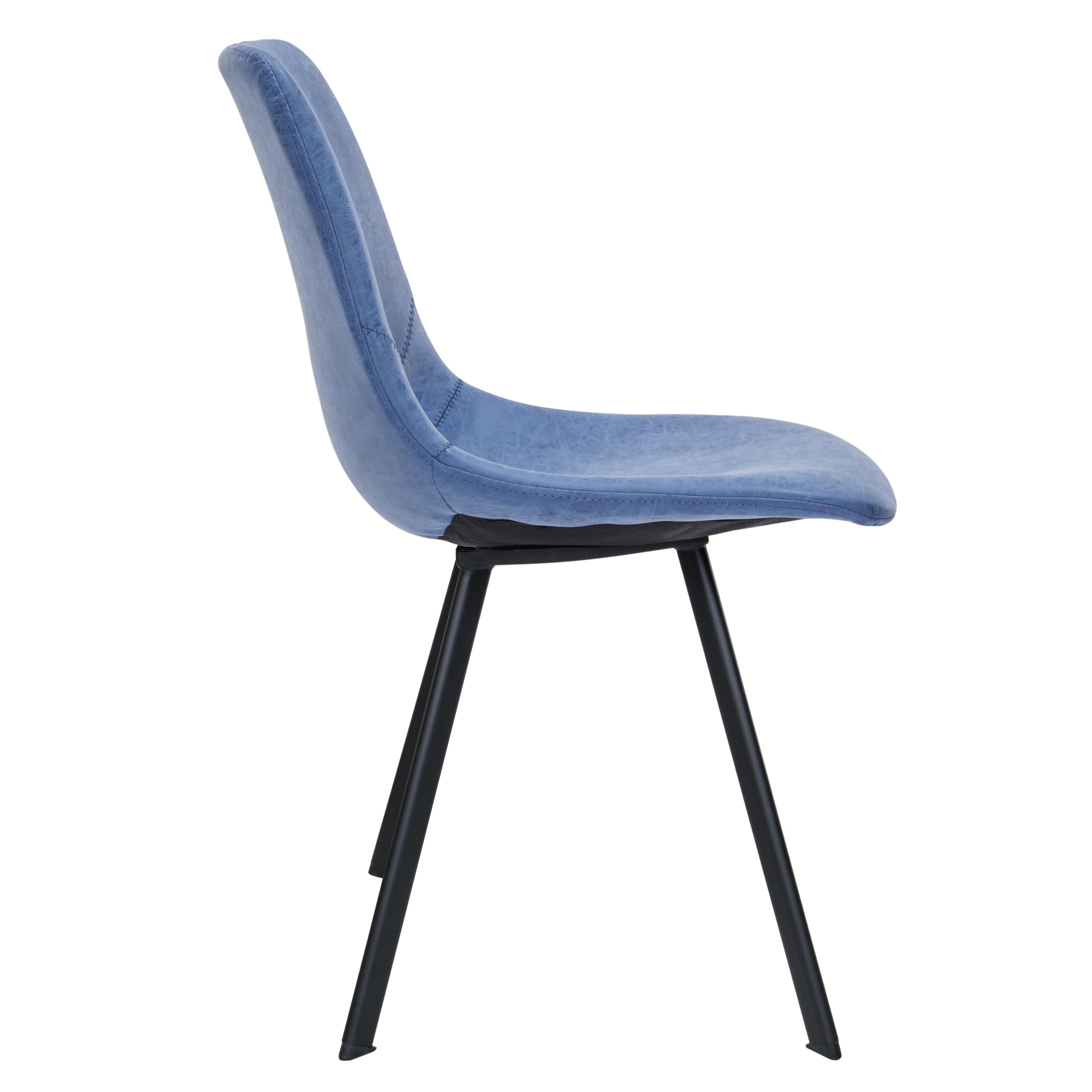 LeisureMod Dining Chairs Set of 4 - Modern Upholstered Leather Accent Chairs with Powder-Coated Metal Base for Dining Room, Living Room & Kitchen (Peacock Blue, Markley Series) - Perfect for Family Gatherings & Entertaining Guests