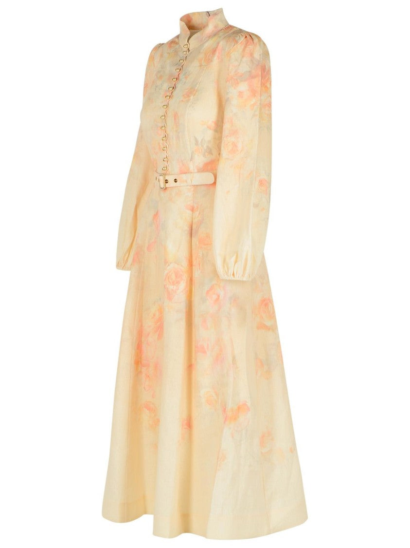 Crush Pink Linen Dress for Women - Flowy Summer Midi Dress with Short Sleeves - Perfect for Beach Vacations, Date Nights & Outdoor Weddings
