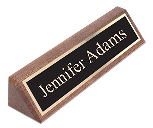 Personalized Walnut Wood Desk Name Plate - 10 Inch Engraved Office Name Sign for Professional Workspace, Home Office Decor & Executive Gift