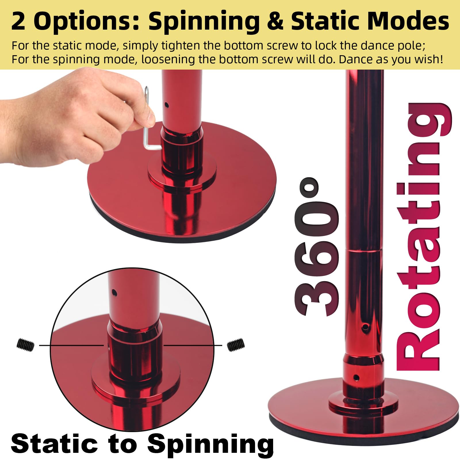 45mm Spinning Portable Dance Pole for Home - Extendable Pole Dancing Pole for Bedroom, Studio & Fitness, Perfect for Beginners, Advanced Dancers & Home Workouts