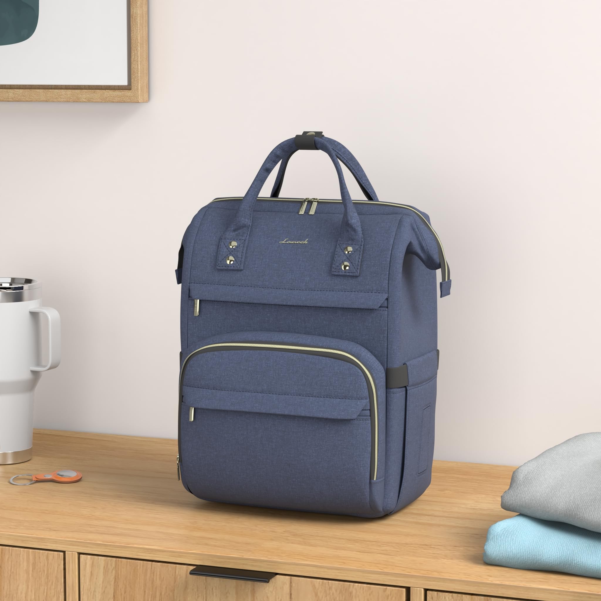LOVEVOOK 17 Inch Laptop Backpack for Women - Waterproof USB Charging Travel Backpack, Professional Work Bag for Nurse, Teacher & College Students - Dark Blue | Perfect for Commuting, Business Trips & Campus Use