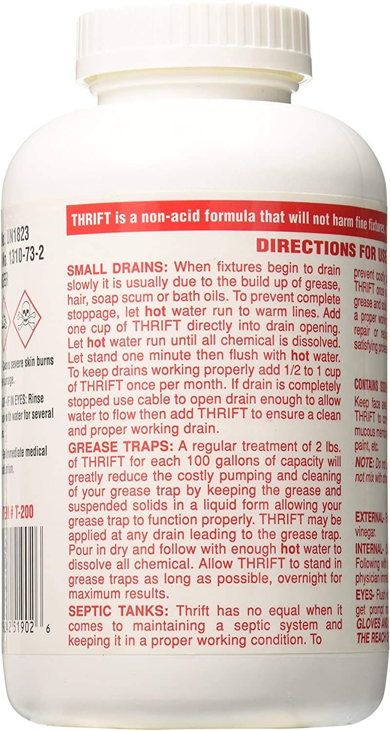 Thrift Marketing GIDDS-TY-0400879 Heavy Duty Drain Cleaner - 2 lb (3-Pack) - Fast Clog Removal for Kitchen Sinks, Bathroom Drains & Shower Pipes